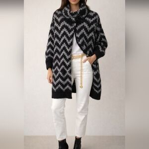 Cozy Chevron Black and Gray Cardigan